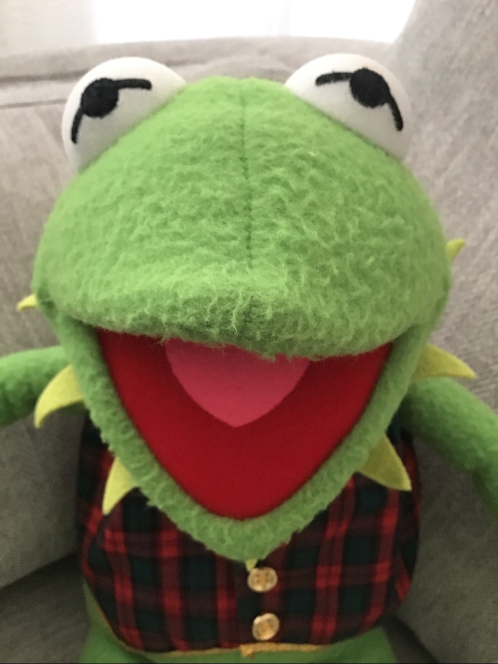 Vintage Large Kermit the Frog Plush with Plaid Vest 24” - Picture 7 of 14